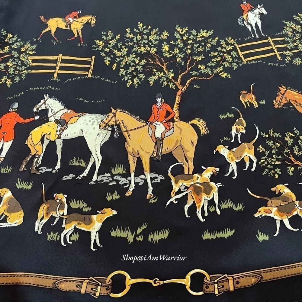 J.Crew RARE vintage equestrian horse & hound print a-line silk skirt *iamwarrior - Picture 10 of 13